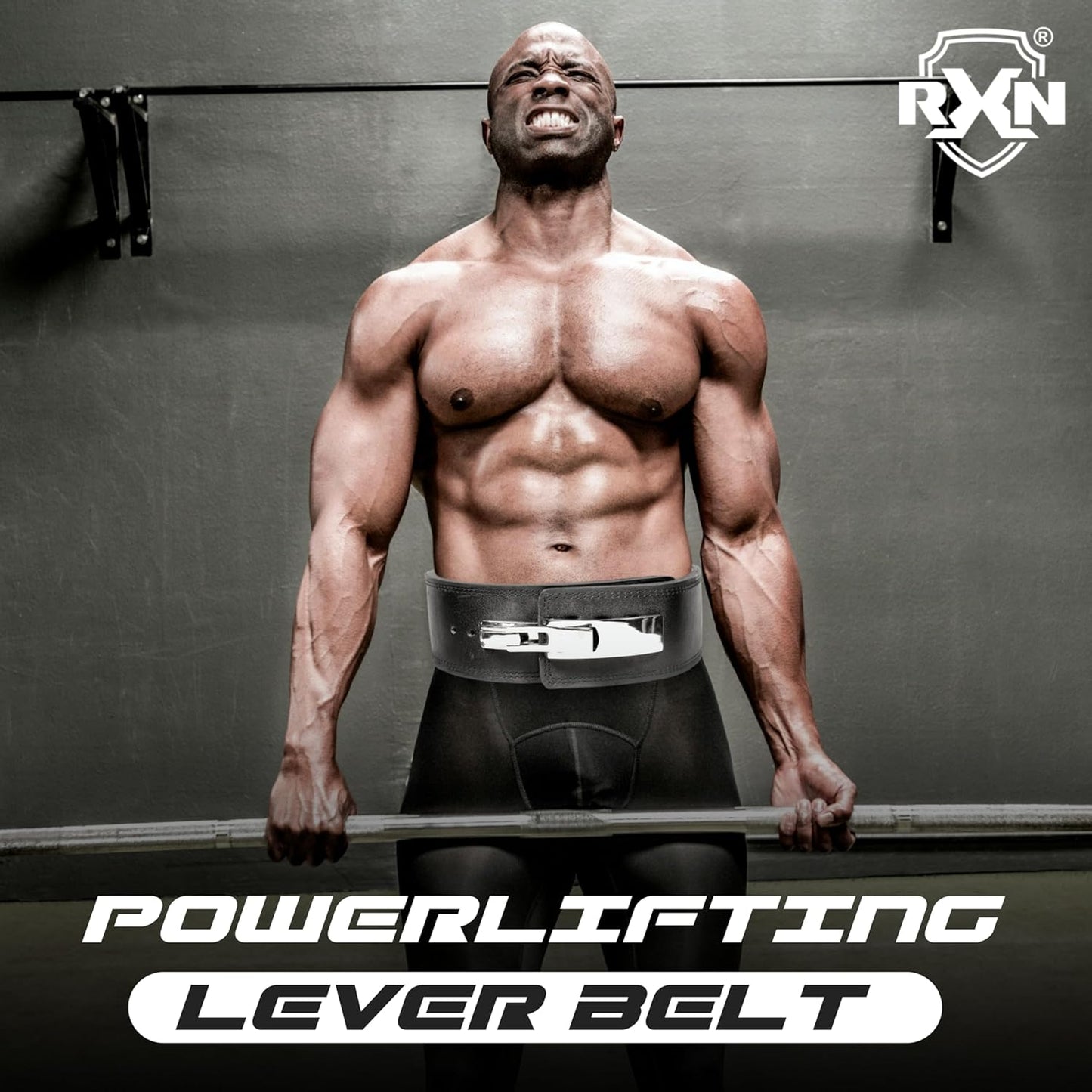 RXN Lever Buckle Leather Power Lifting Belt for Men & Women - Ideal for Weightlifting, Deadlifts, Squat - (PWLH-2)