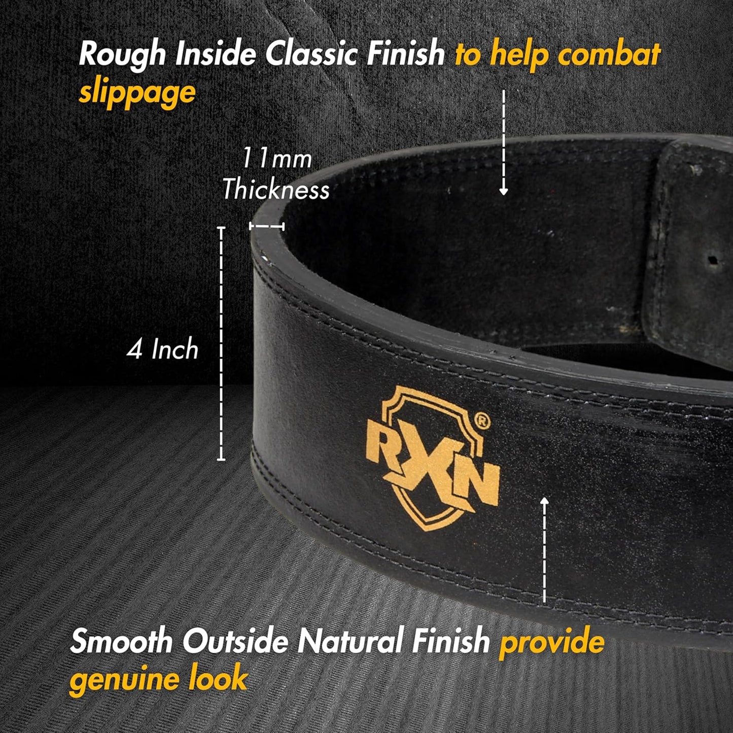 RXN Lever Buckle Leather Power Lifting Belt for Men & Women - Ideal for Weightlifting, Deadlifts, Squat - (PWLH-2)