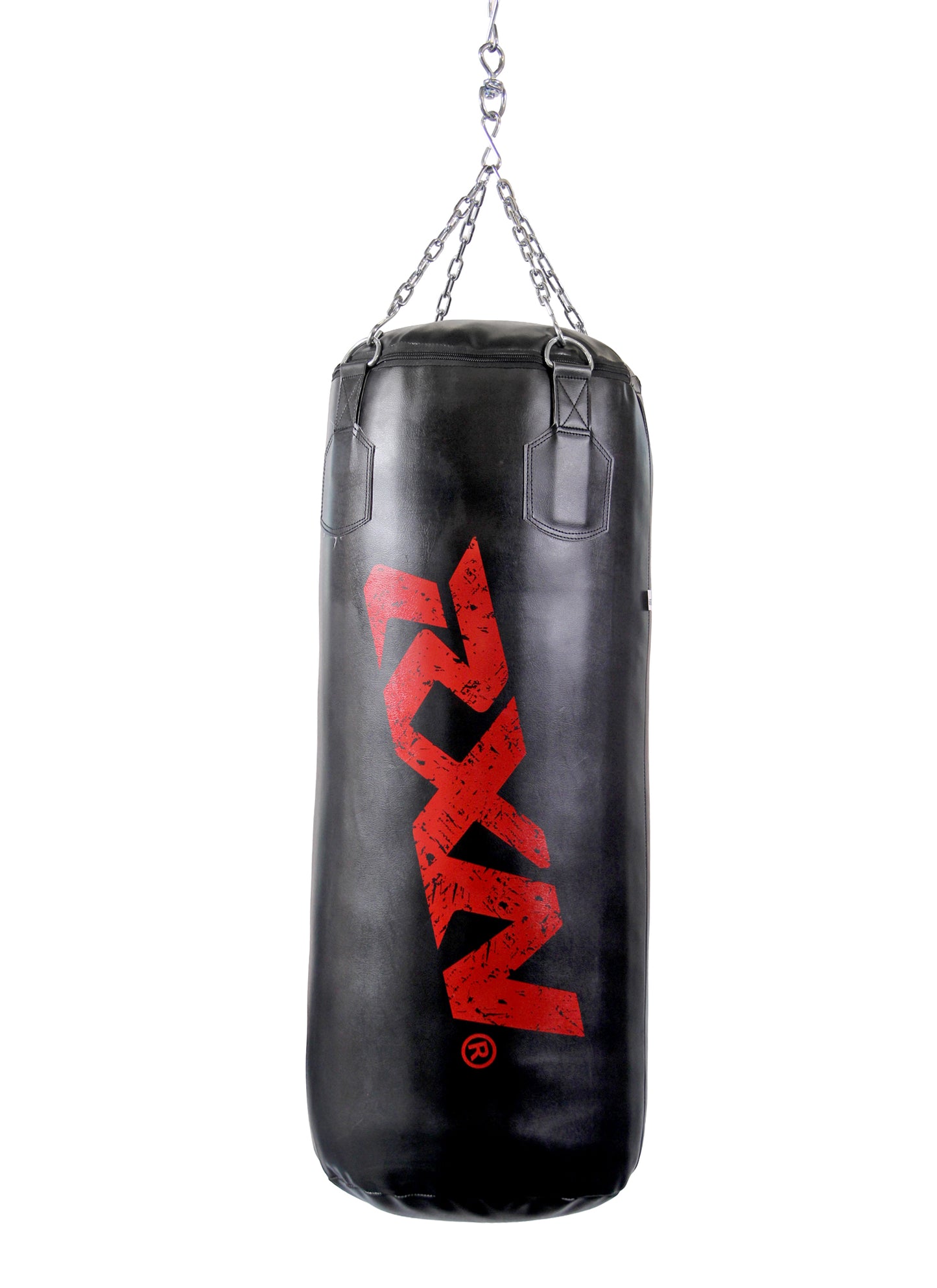 RXN Powerstrike Boxing Punching Bag Heavy Duty with 4-Way Chain Included (PB 02H) 100 CM, Black/Red
