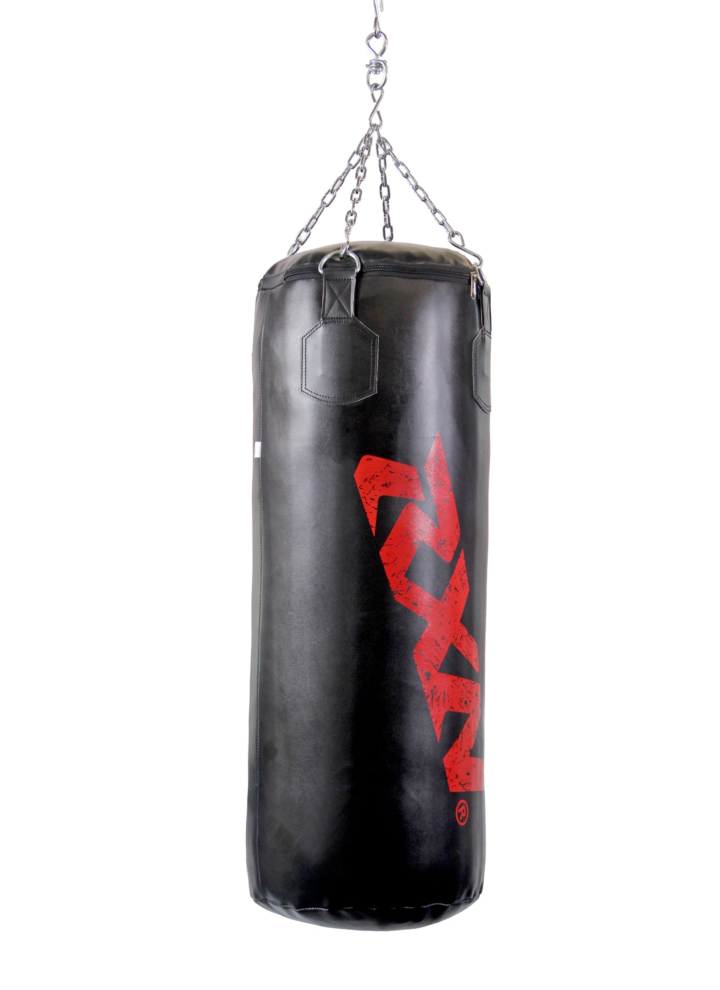 RXN Powerstrike Boxing Punching Bag Heavy Duty with 4-Way Chain Included (PB 02H) 100 CM, Black/Red