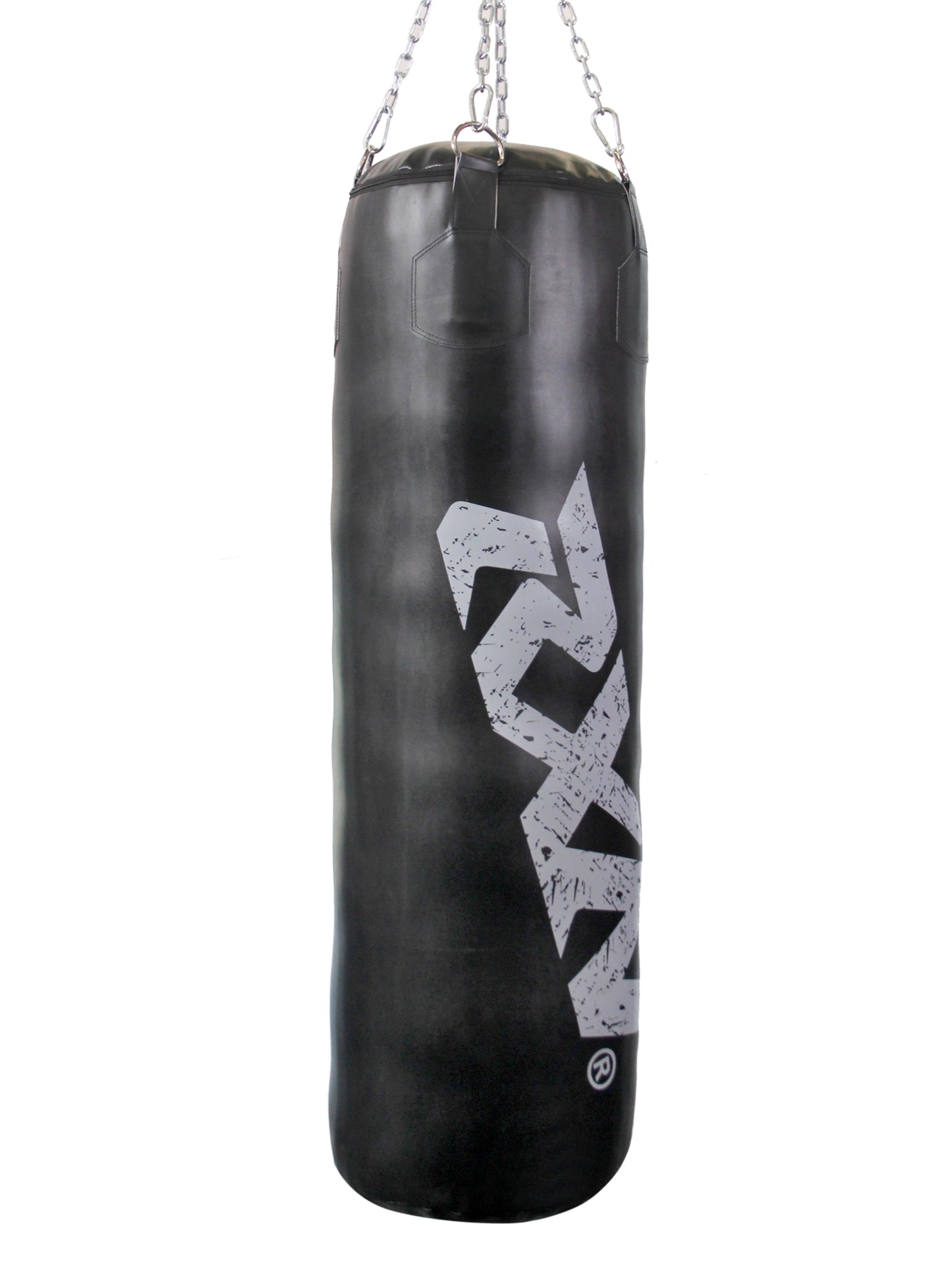 RXN Powerstrike Boxing Punching Bag Heavy Duty with 4-Way Chain Included (PB 02H) 150 CM, Black/Grey