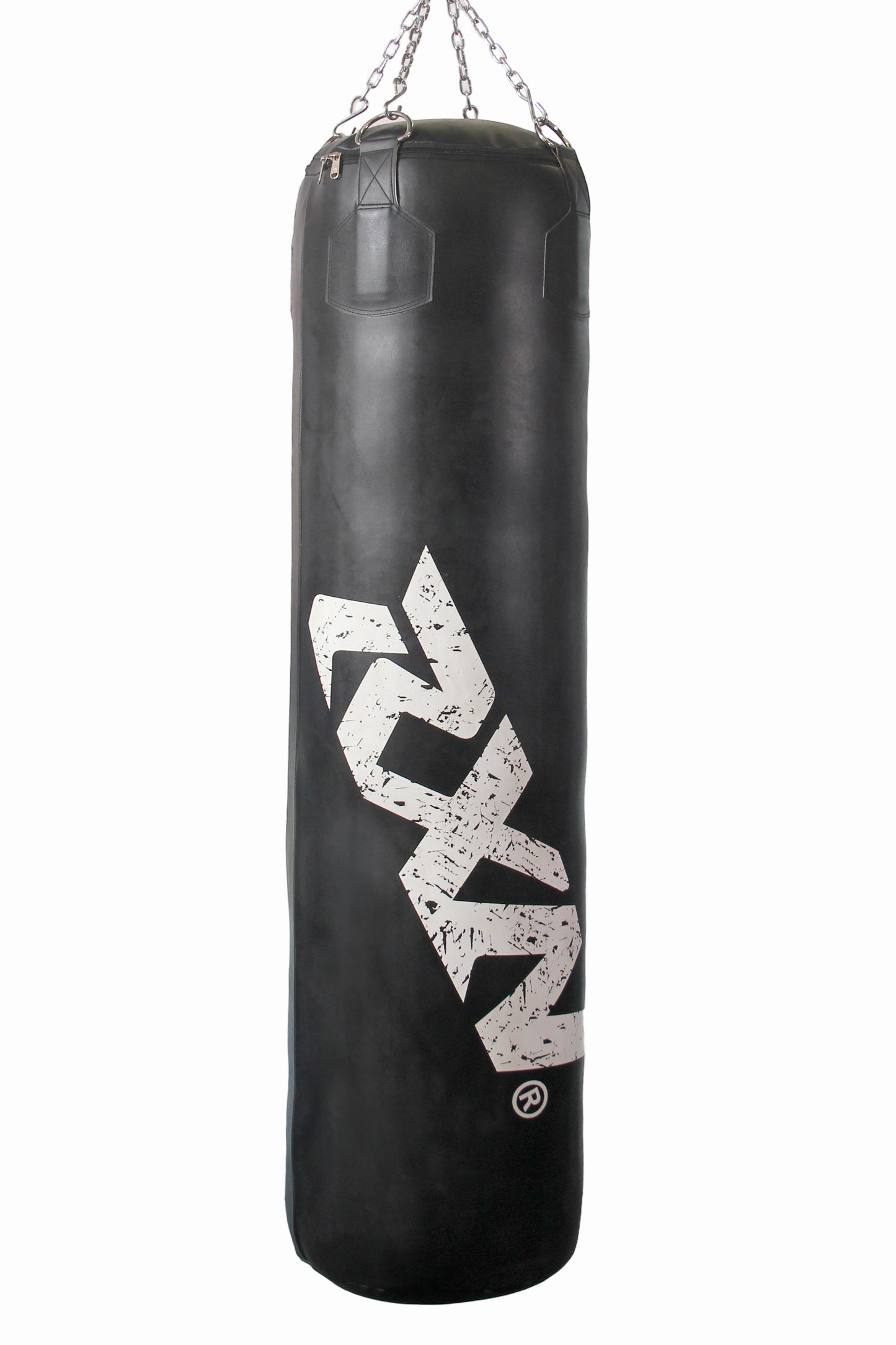 RXN Powerstrike Boxing Punching Bag Heavy Duty with 4-Way Chain Included (PB 02H) 180 CM, Black/White