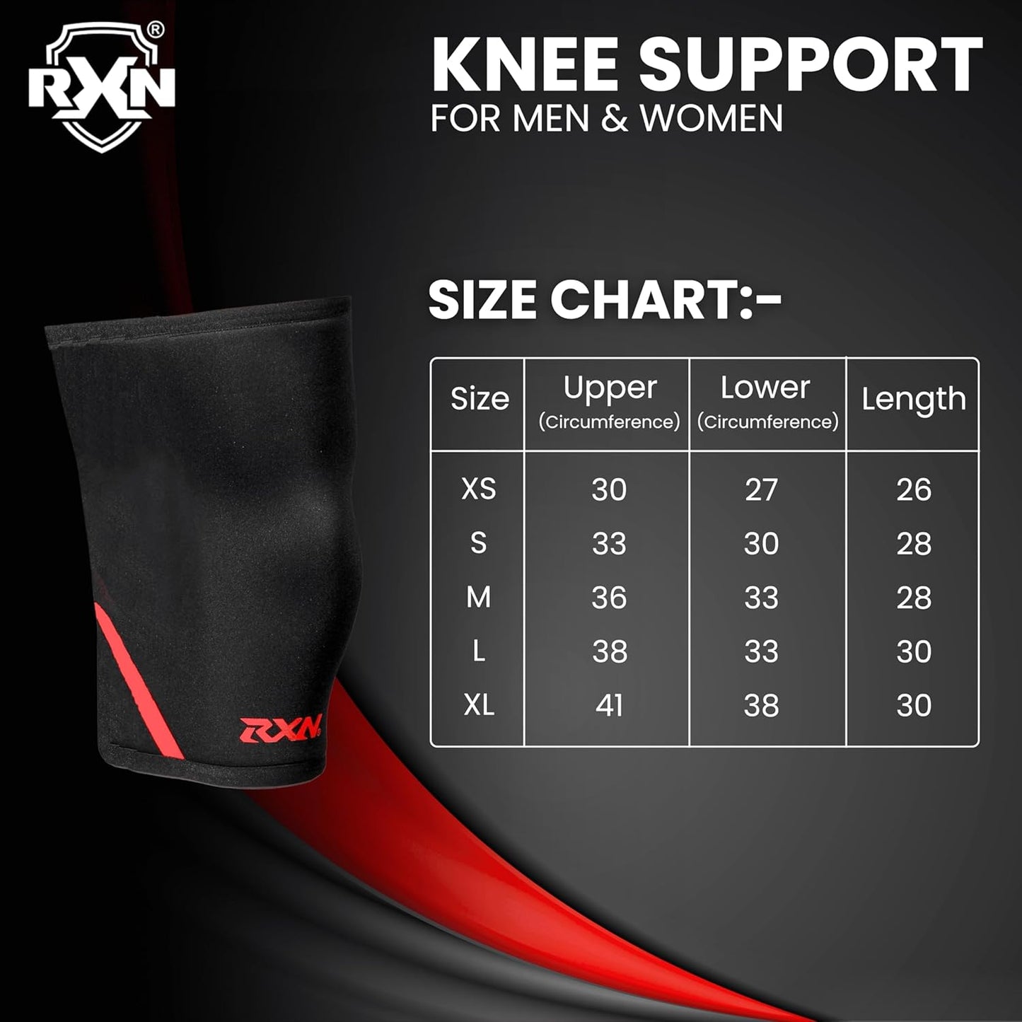 RXN Knee Support/Sleeves for Unisex - (KS-1)