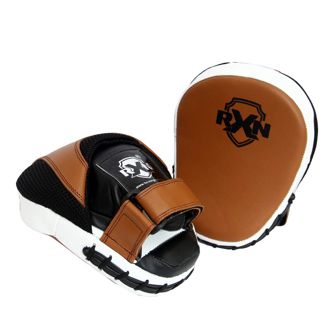 RXN Curved Micro Speed Focus Pads with Hook & Loop Closure for Super Speed Training - Genuine Leather Product - (FP-8)