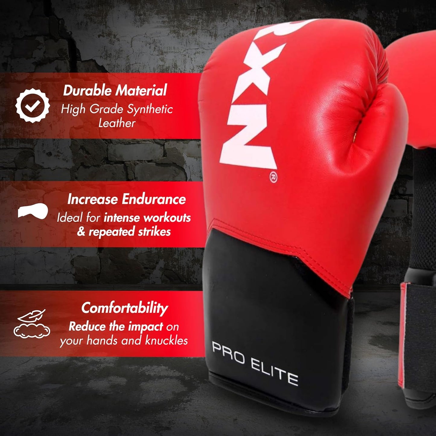 RXN Pro Elite High Grade Synthetic Leather Boxing Gloves - (BG-13)