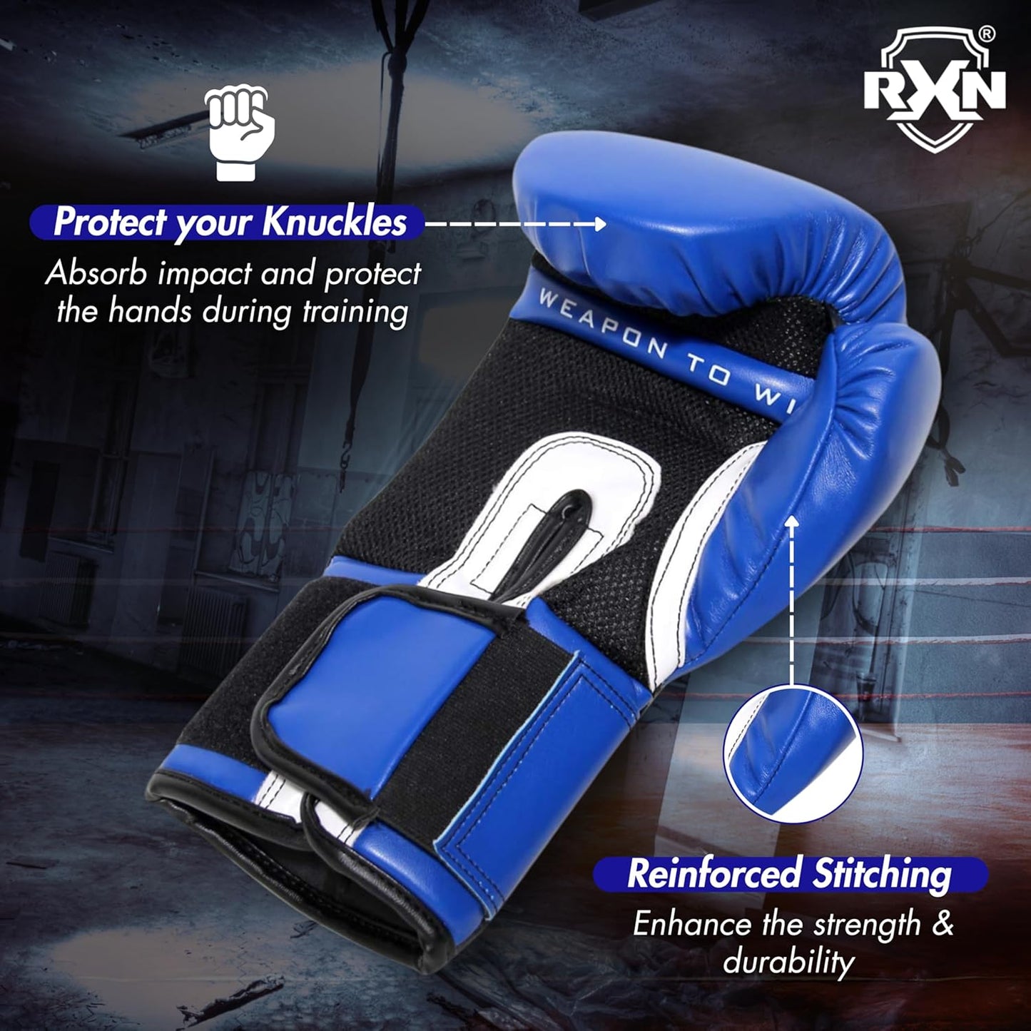 RXN Pro Fighter 2.0 High Grade Synthetic Leather Boxing Gloves - (BG-14)