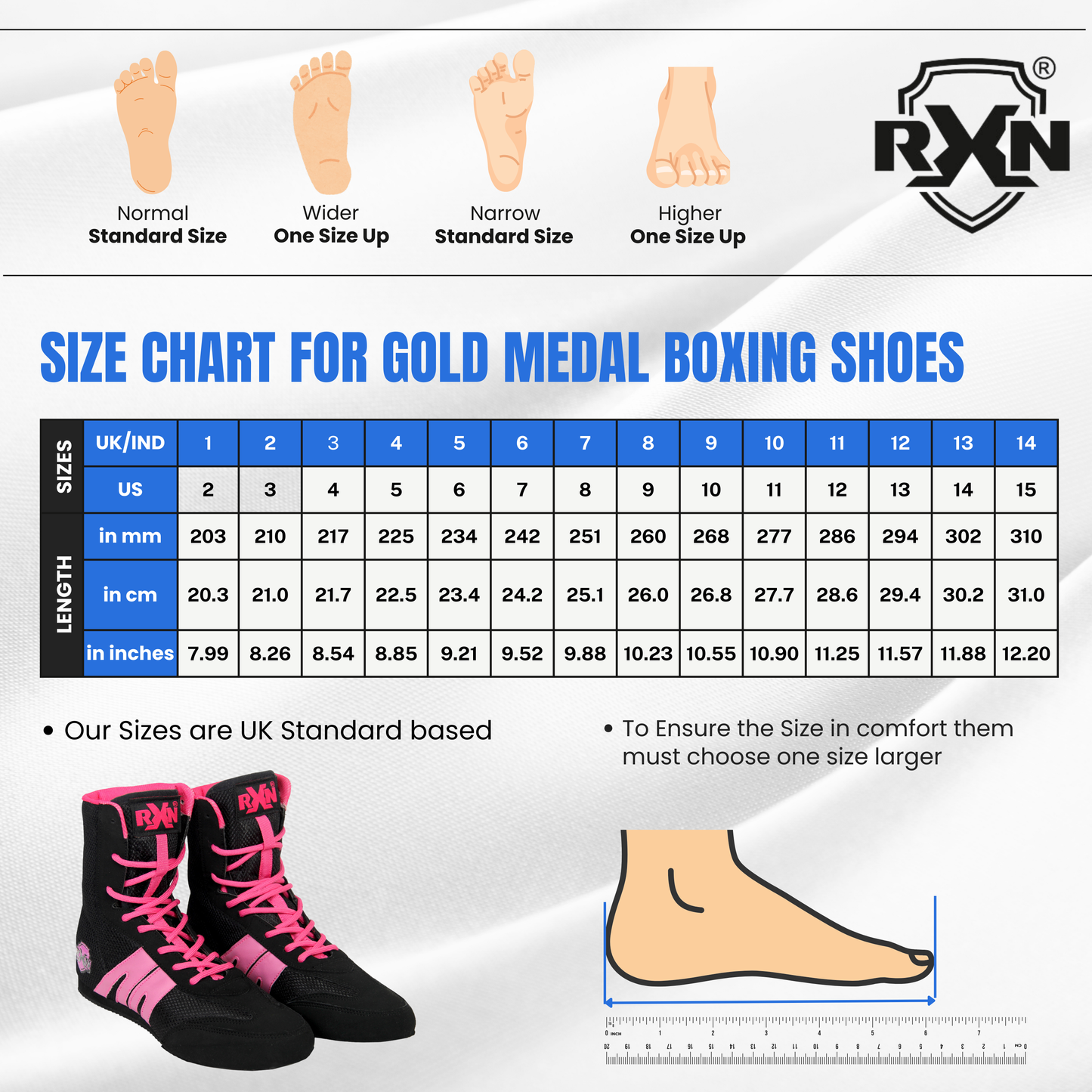 RXN Gold Medal Boxing Shoes for Men and Women - (BX-12)