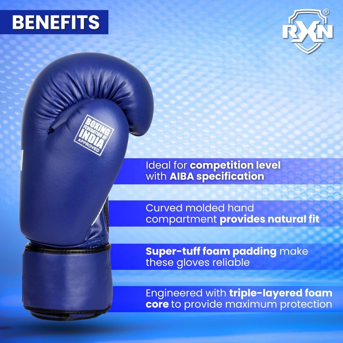 RXN Non-Stop Competition Top Grain Leather Boxing Gloves - (BG-11)