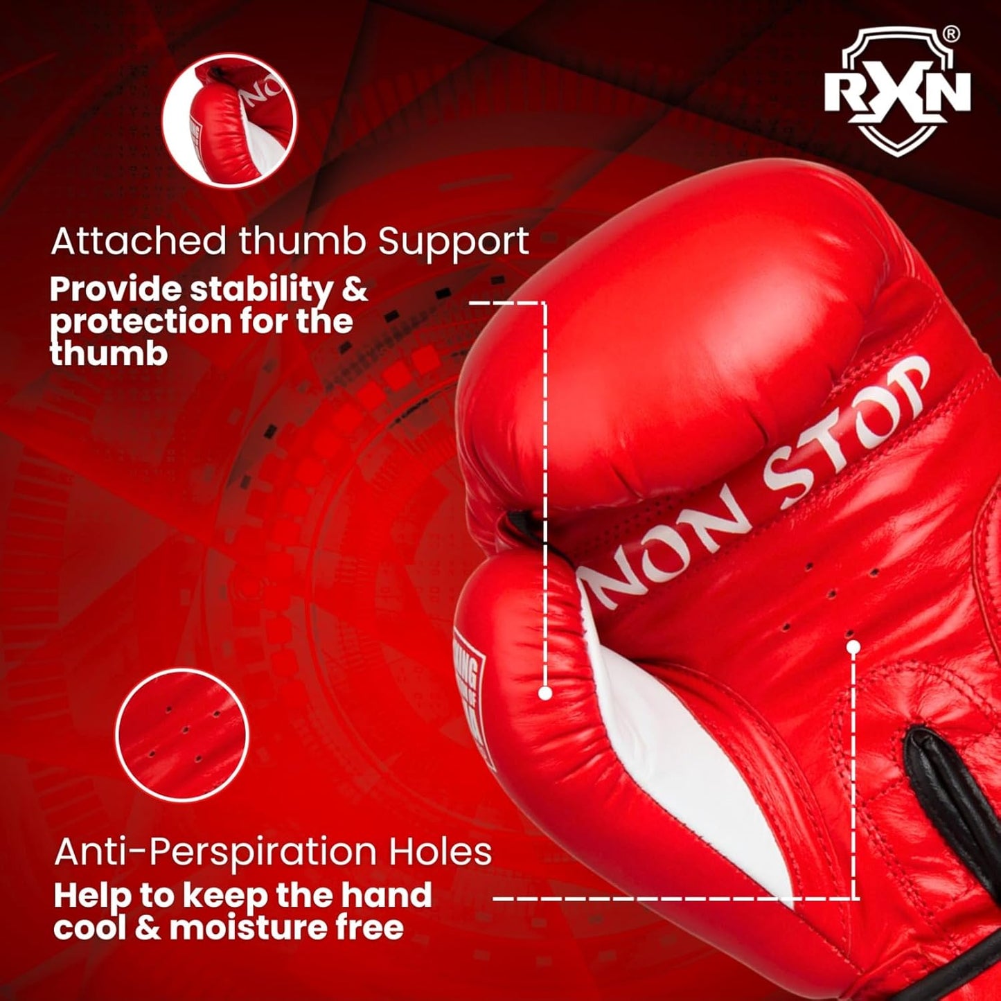 RXN Non-Stop Competition Top Grain Leather Boxing Gloves - (BG-11)