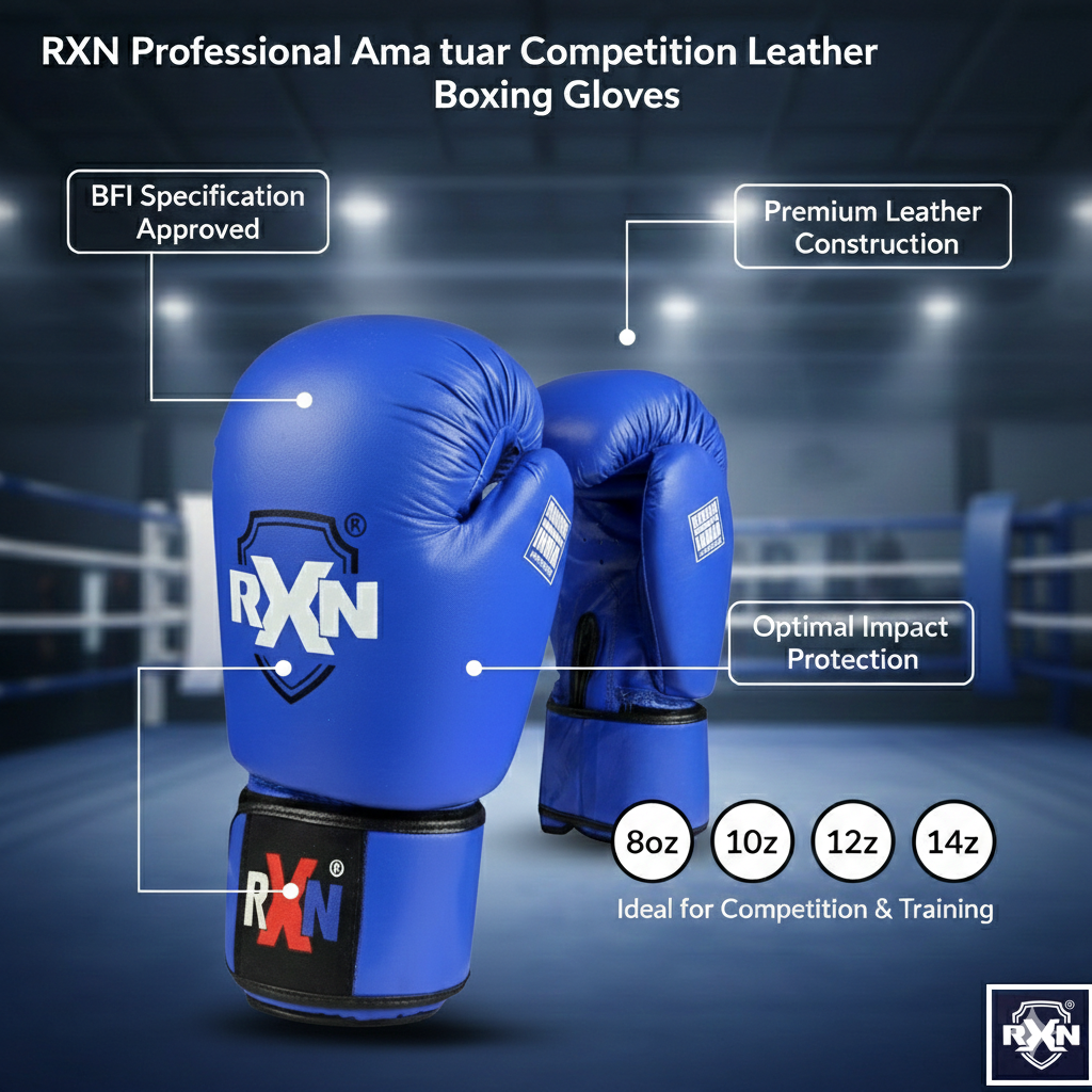 RXN World Champ Competition Professional Top Grain Leather Boxing Gloves - (BG-01) - RXN SPORTS