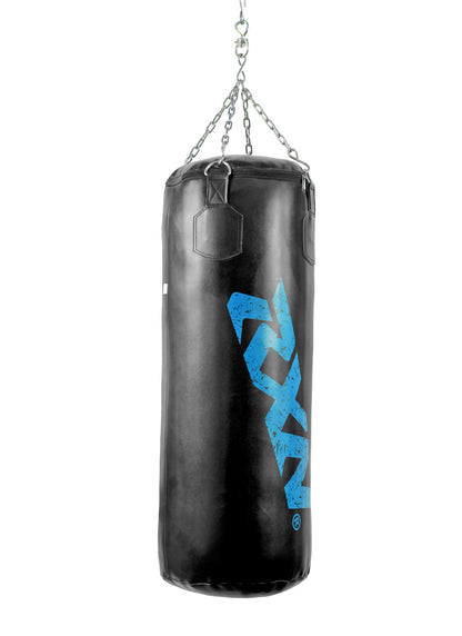 RXN Powerstrike Boxing Punching Bag Heavy Duty with 4-Way Chain Included (PB 02H) 120 CM, Black/Blue