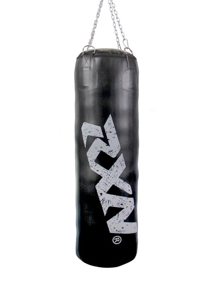 RXN Powerstrike Boxing Punching Bag Heavy Duty with 4-Way Chain Included (PB 02H) 150 CM, Black/Grey