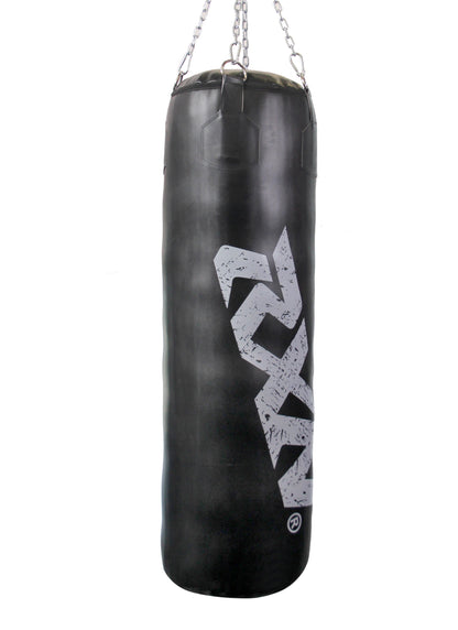 RXN Powerstrike Boxing Punching Bag Heavy Duty with 4-Way Chain Included (PB 02H) 150 CM, Black/Grey