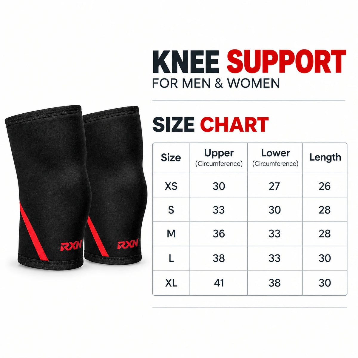 RXN Knee Support Sleeves for Unisex - (KS-1)