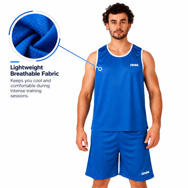 RXN Boxing Vest Top and Shorts Set - (BXD-1) - Blue