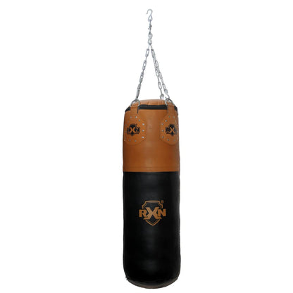 RXN Filled Leather Punching Bag for Boxing and Martial Arts with Includes 4-Way Chain - (PB-01)