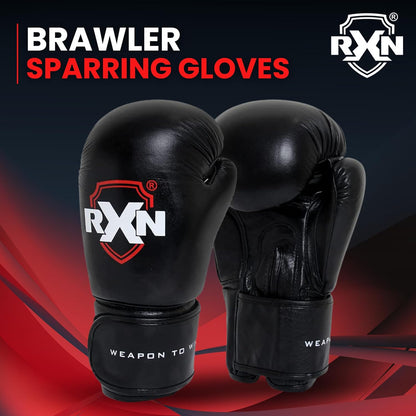 RXN Brawler Sparring Competition All Leather Gloves for Bags & Training - (BG-17)