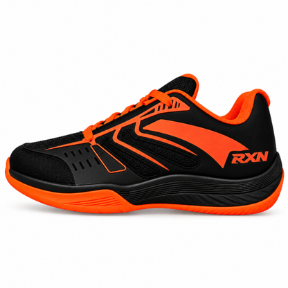 RXN Court Pro Non-Marking Shoes for Tennis, Pickleball & Badminton (NFS-02) - Black / Orange