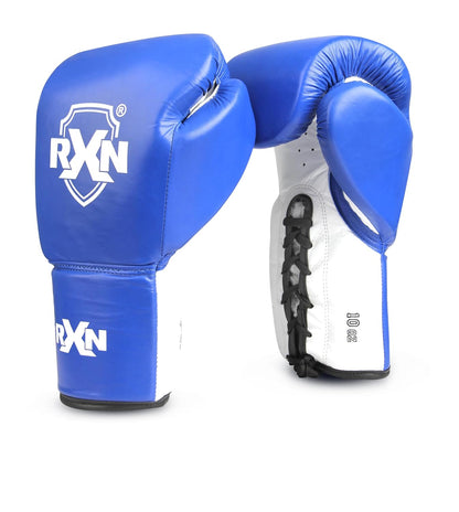 RXN Pro Boxing 2.0 PRO Fight High Grade Natural Leather Boxing Gloves - (BG-15) Blue