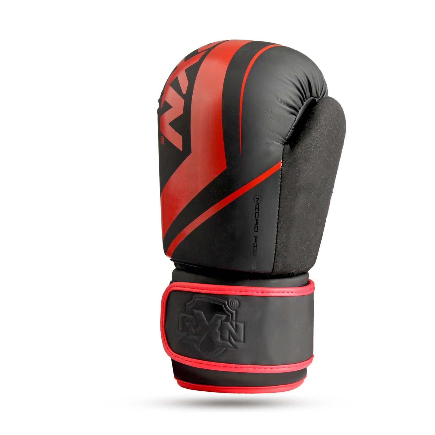 RXN R1 Boxing Gloves with Microfiber thumb (BG-24) Black/Red uper view