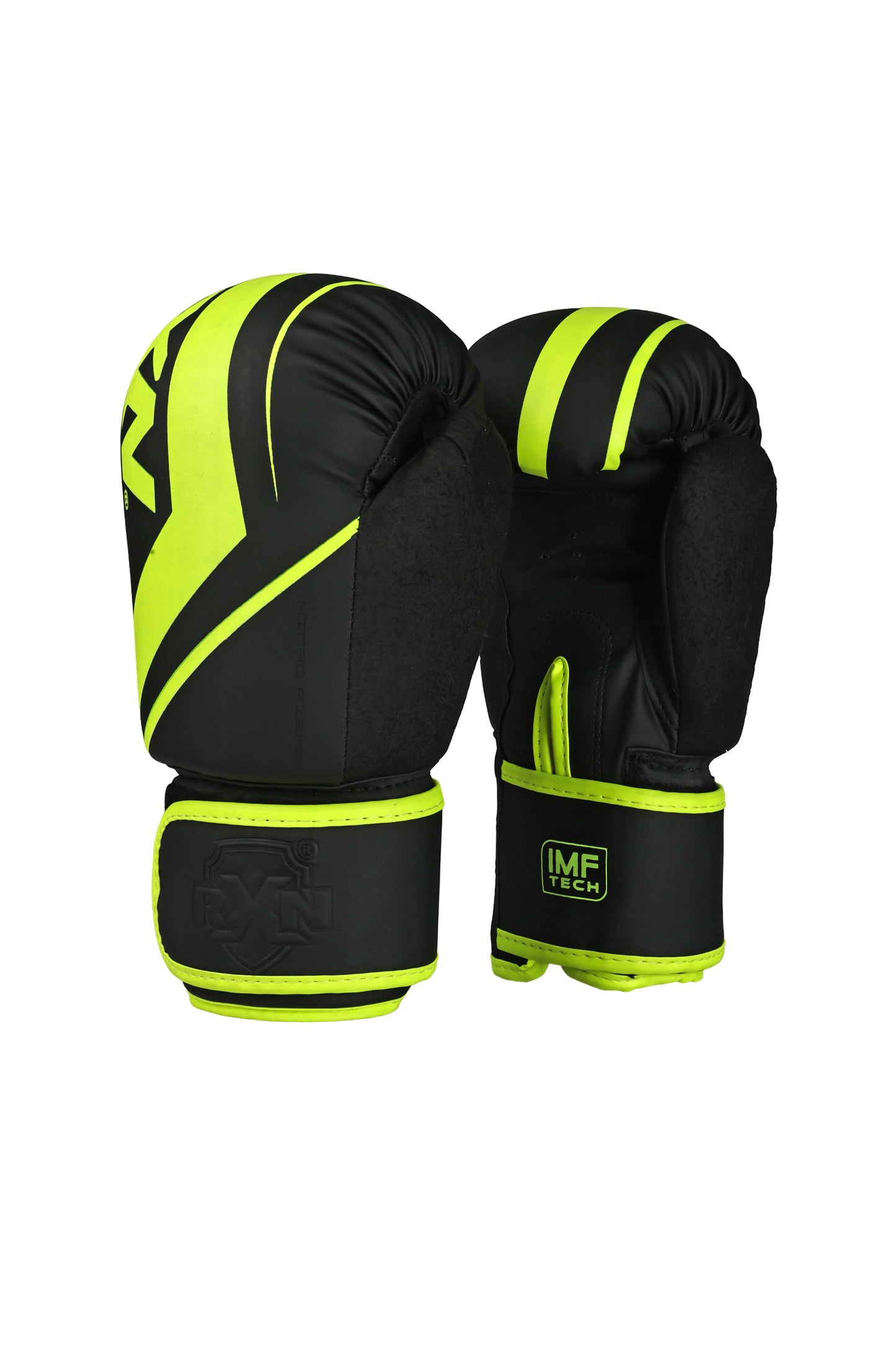 RXN R1 Boxing Gloves with Microfiber thumb (BG-24) Black/Flourogreen double