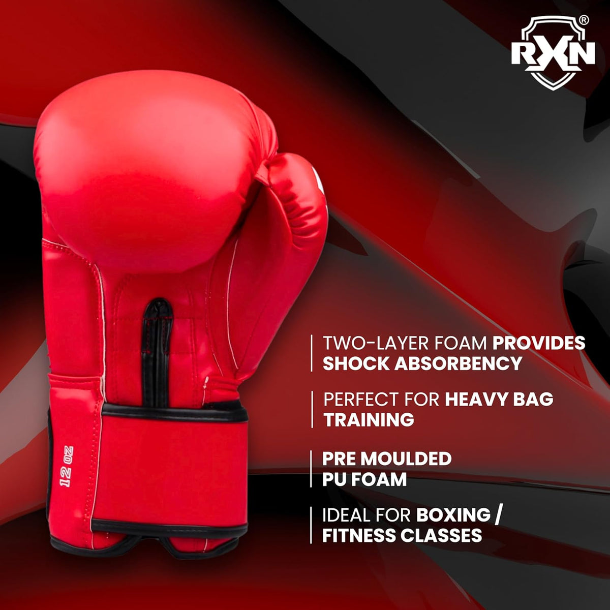 RXN SWARMER Competition ALL PU Boxing Gloves - (BG-21) RED