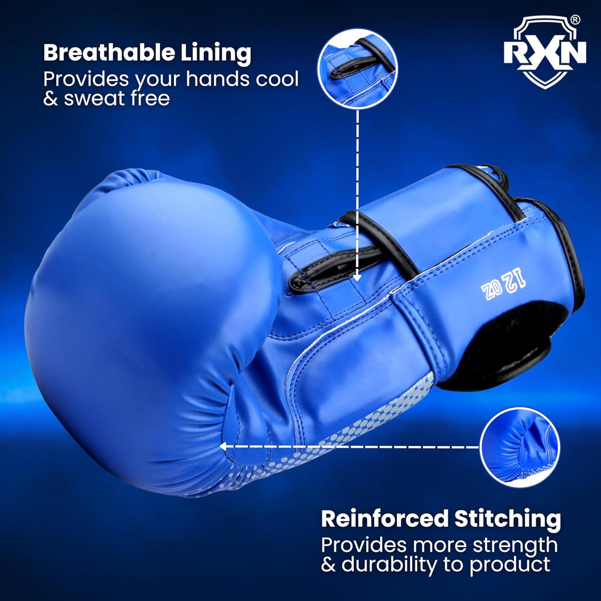 RXN SWARMER Competition ALL PU Boxing Gloves - BLUE