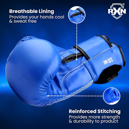 RXN SWARMER Competition ALL PU Boxing Gloves - BLUE