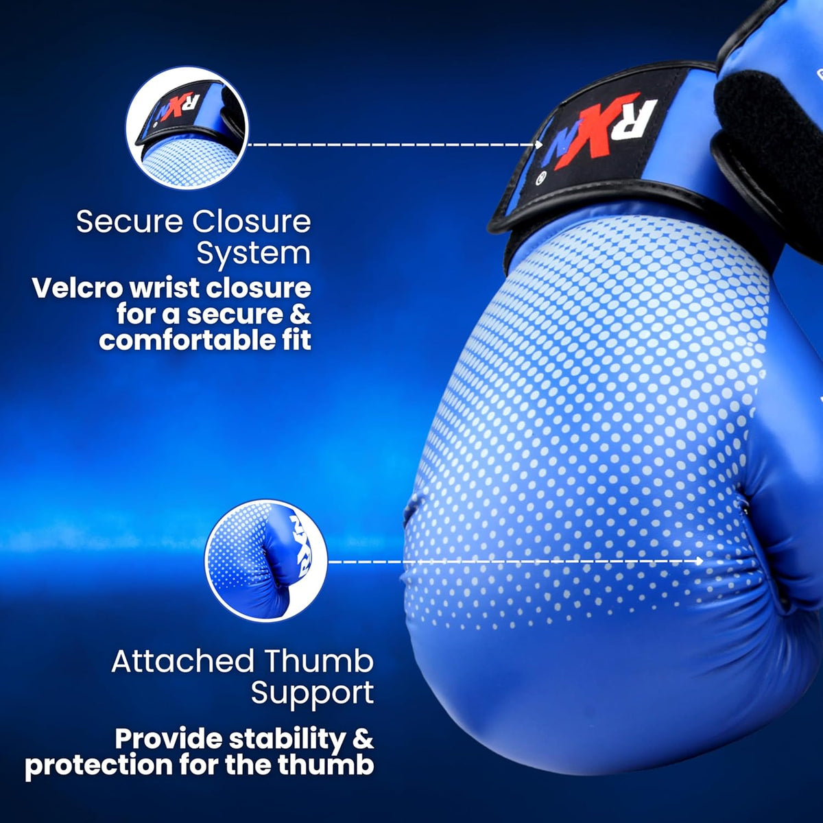RXN SWARMER Competition ALL PU Boxing Gloves - BLUE