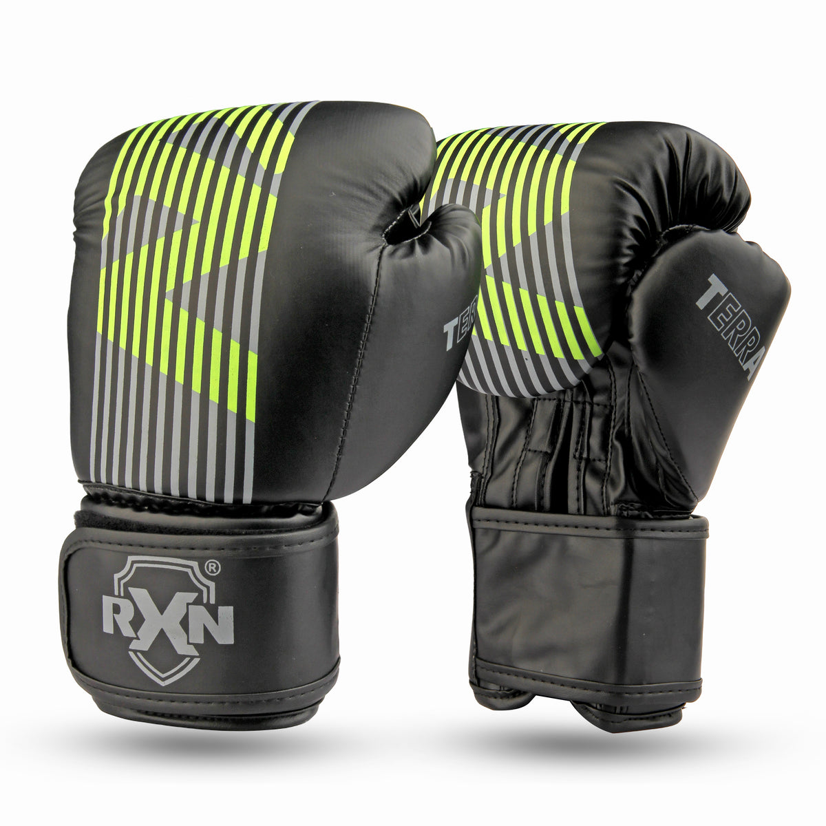 RXN Terra Boxing Gloves – Pro Training & Sparring Black/Green