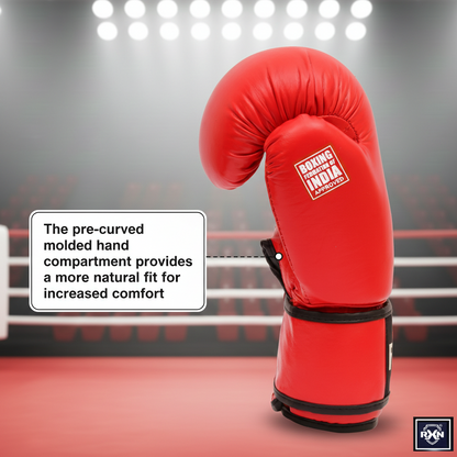 RXN World Champ Competition Professional Top Grain Leather Boxing Gloves -Red  (BG-01) - RXN SPORTS
