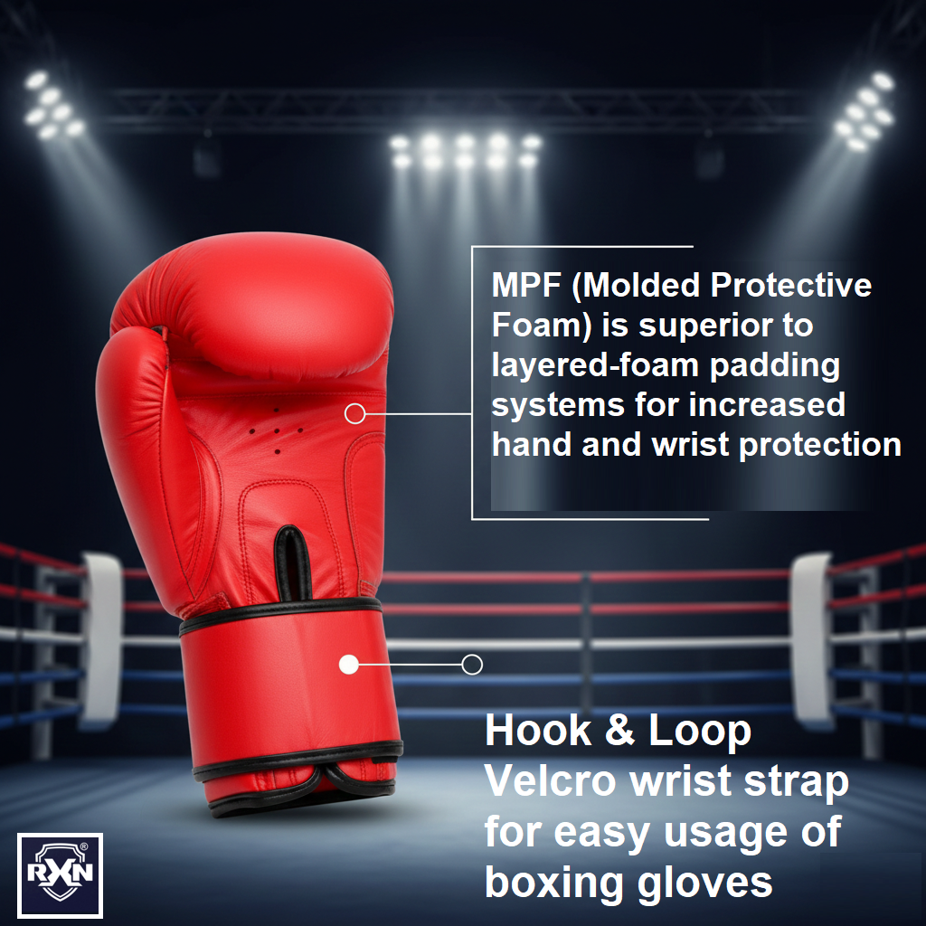 RXN World Champ Competition Professional Top Grain Leather Boxing Gloves -Red