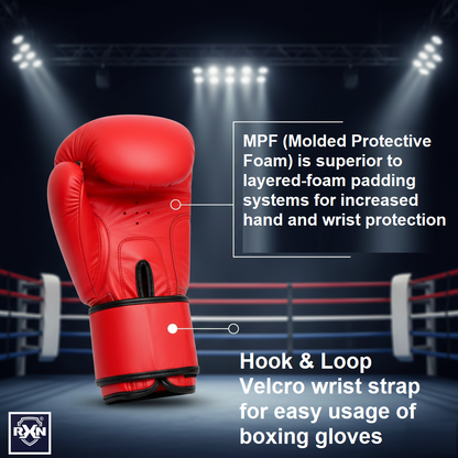 RXN World Champ Competition Professional Top Grain Leather Boxing Gloves -Red