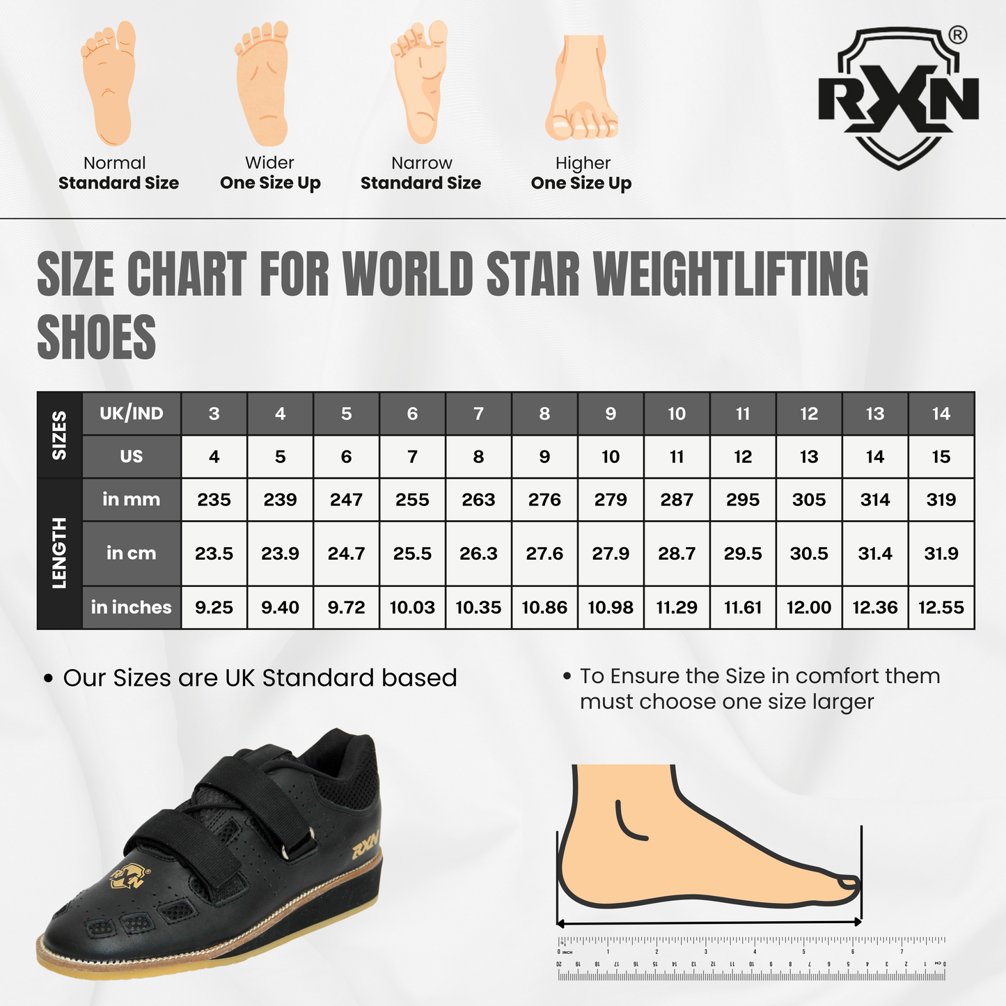 RXN World Star Weightlifting Shoes for Men and Women - (WLS-2)
